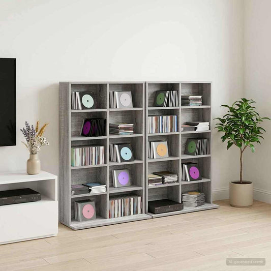 vidaXL CD Cabinet 2 pcs Grey Sonoma 65 x 23.5 x 97.5 cm