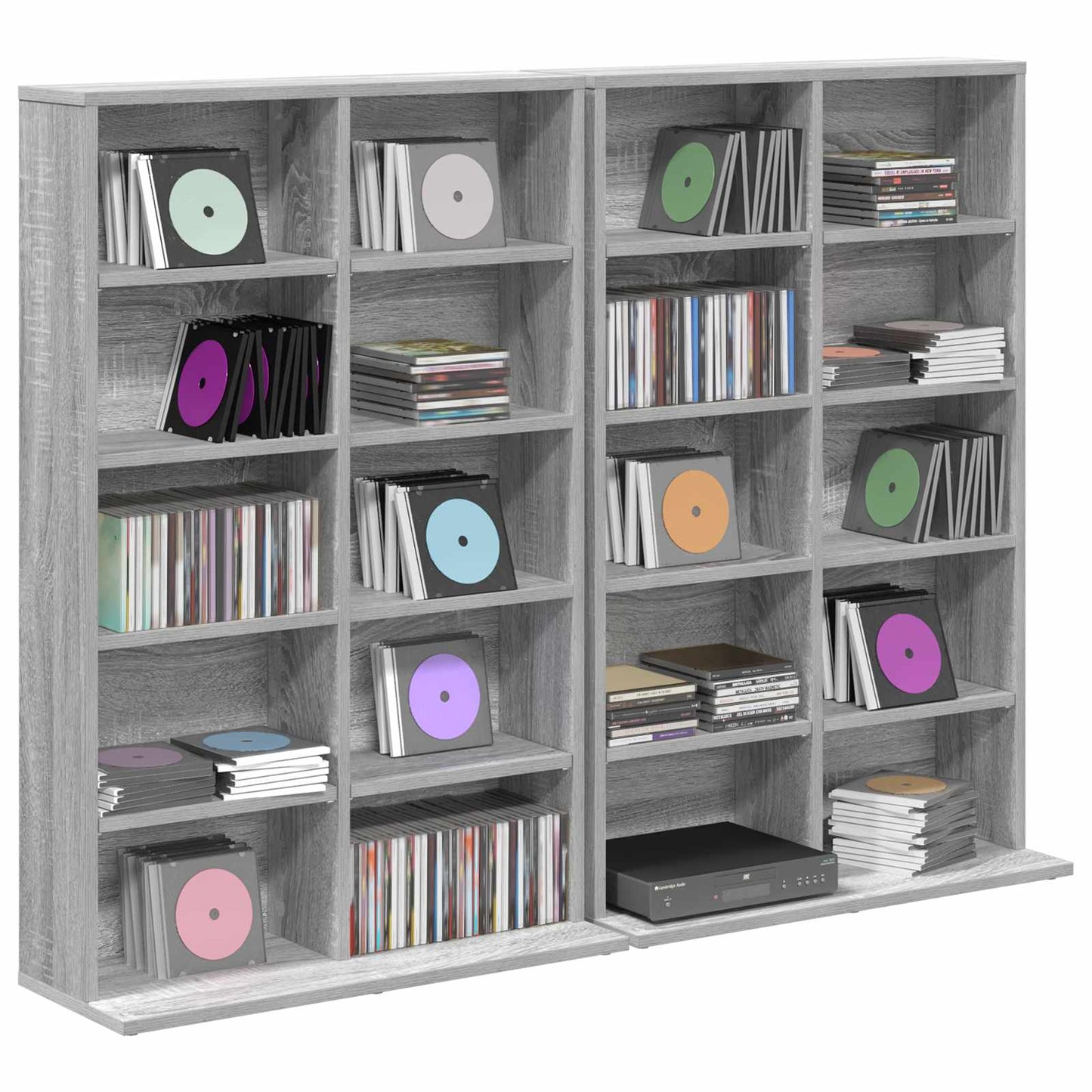 vidaXL CD Cabinet 2 pcs Grey Sonoma 65 x 23.5 x 97.5 cm