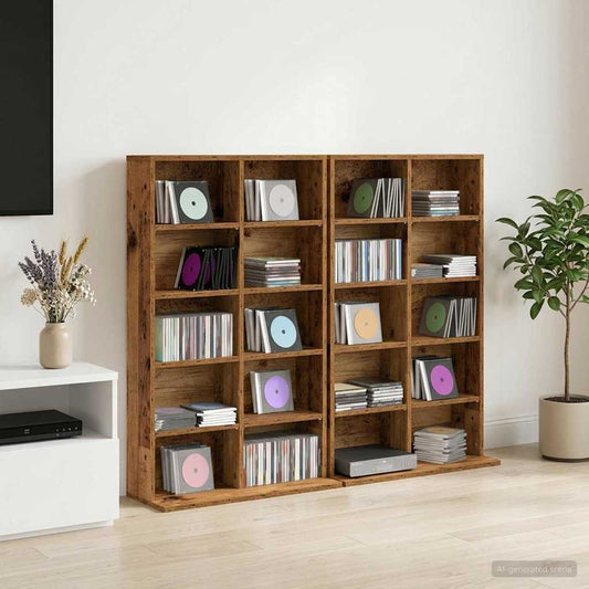 vidaXL CD Cabinet 2 pcs Old Wood 65 x 23.5 x 97.5 cm Engineered Wood