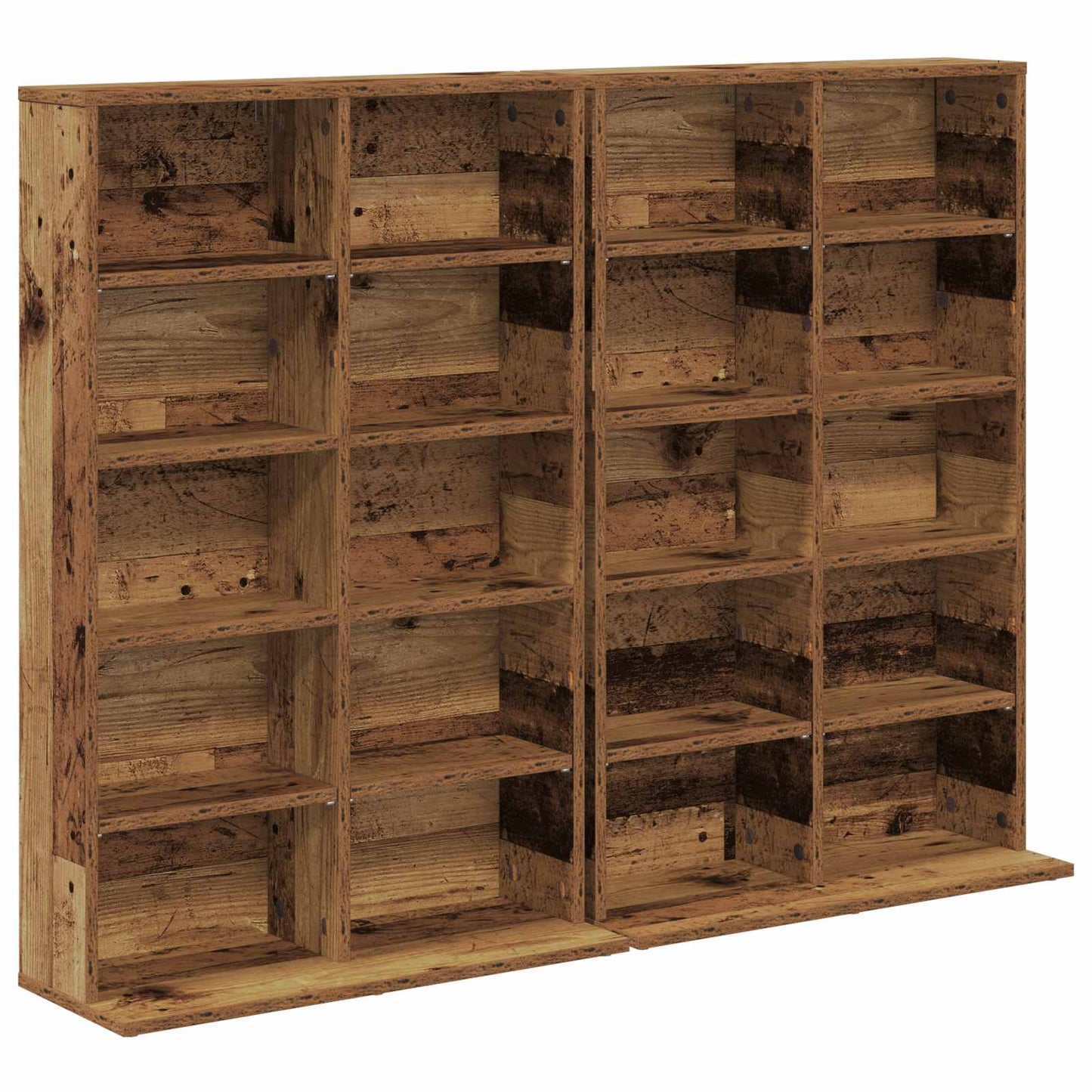 vidaXL CD Cabinet 2 pcs Old Wood 65 x 23.5 x 97.5 cm Engineered Wood