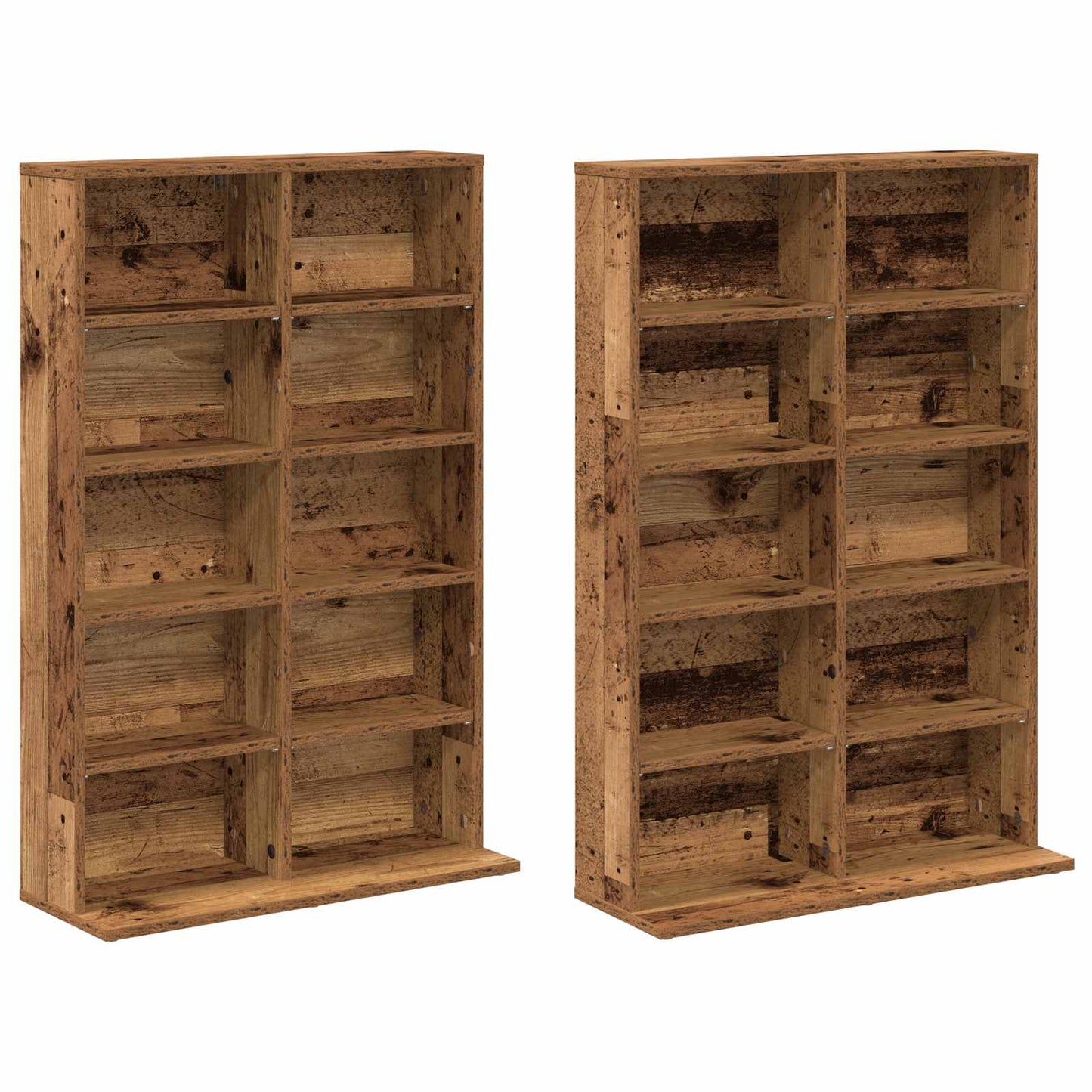 vidaXL CD Cabinet 2 pcs Old Wood 65 x 23.5 x 97.5 cm Engineered Wood