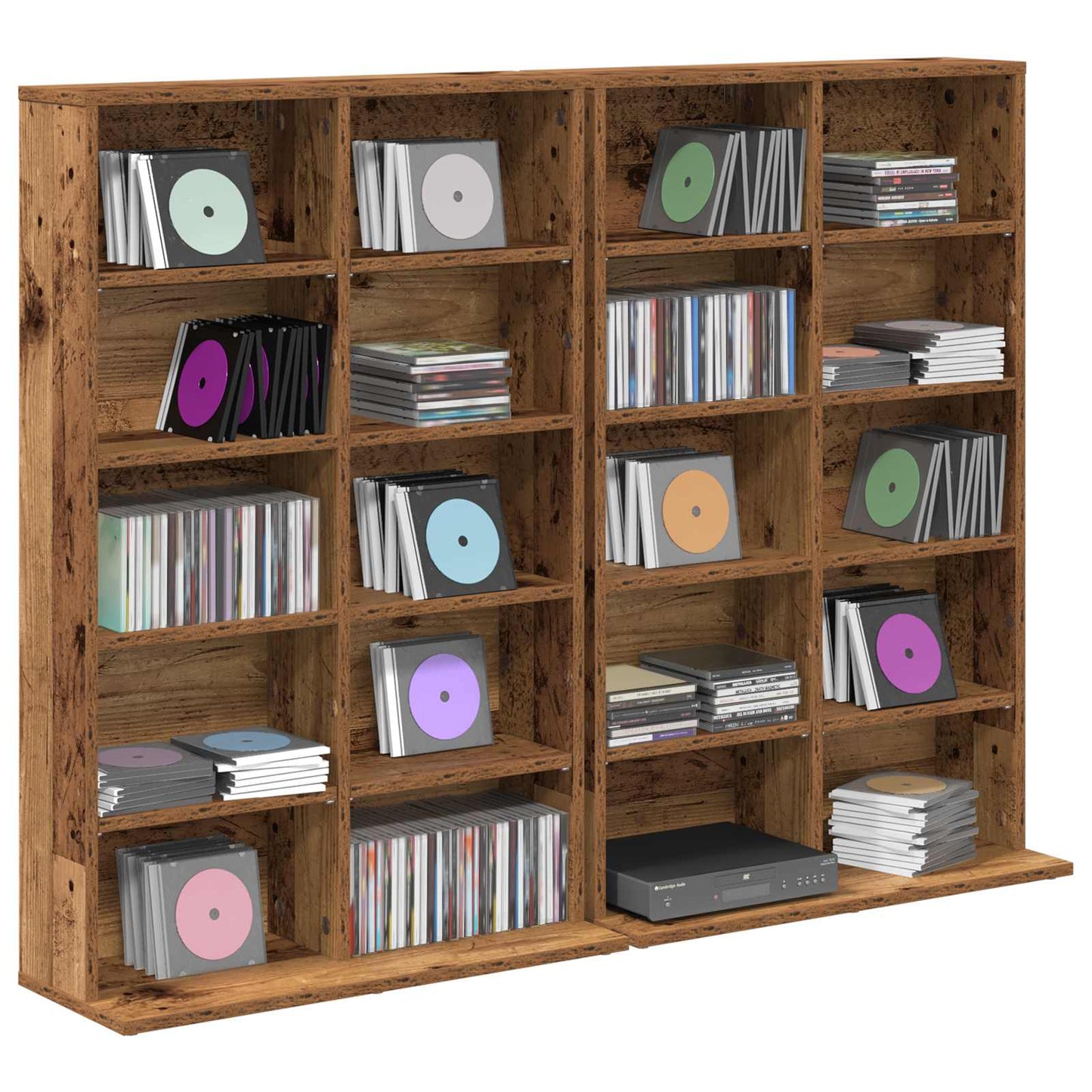 vidaXL CD Cabinet 2 pcs Old Wood 65 x 23.5 x 97.5 cm Engineered Wood