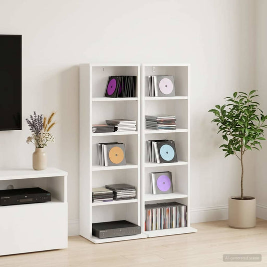 vidaXL CD Cabinet 2 pcs White 33 x 23.5 x 97.5 cm Engineered Wood