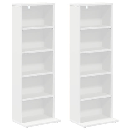 vidaXL CD Cabinet 2 pcs White 33 x 23.5 x 97.5 cm Engineered Wood