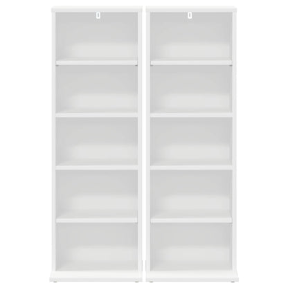 vidaXL CD Cabinet 2 pcs White 33 x 23.5 x 97.5 cm Engineered Wood