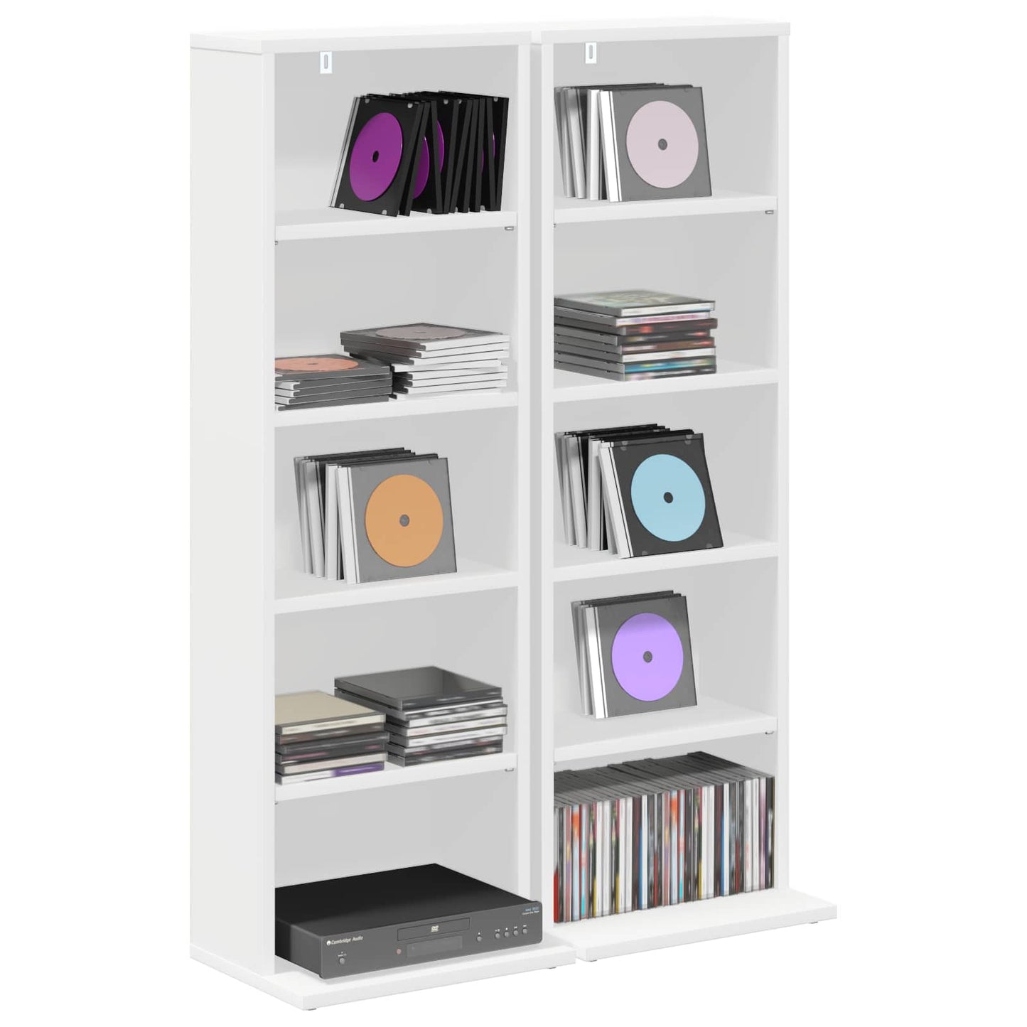 vidaXL CD Cabinet 2 pcs White 33 x 23.5 x 97.5 cm Engineered Wood