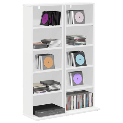 vidaXL CD Cabinet 2 pcs White 33 x 23.5 x 97.5 cm Engineered Wood