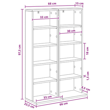 vidaXL CD Cabinet 2 pcs White 33 x 23.5 x 97.5 cm Engineered Wood
