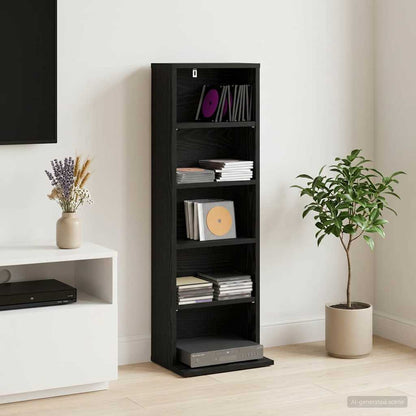 vidaXL CD Cabinet Black Oak 33 x 23.5 x 97.5 cm Engineered Wood