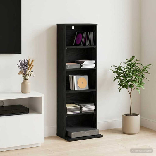 vidaXL CD Cabinet Black Oak 33 x 23.5 x 97.5 cm Engineered Wood