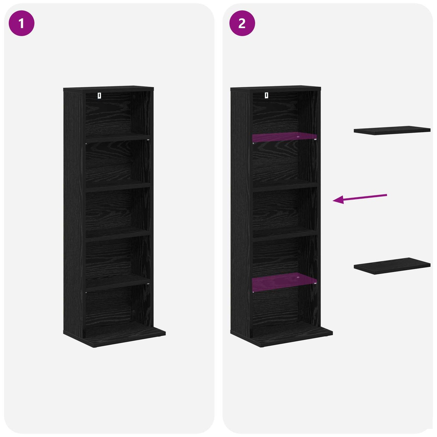 vidaXL CD Cabinet Black Oak 33 x 23.5 x 97.5 cm Engineered Wood