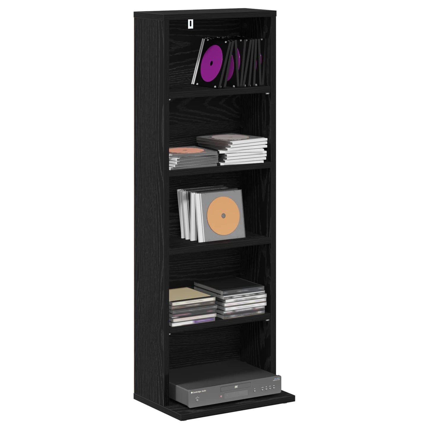 vidaXL CD Cabinet Black Oak 33 x 23.5 x 97.5 cm Engineered Wood