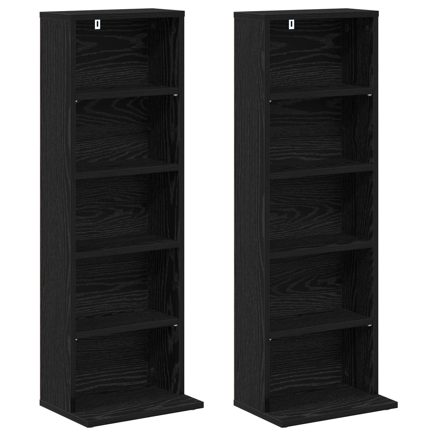 vidaXL CD Cabinet 2 pcs Black Oak 33 x 23.5 x 97.5 cm Engineered Wood