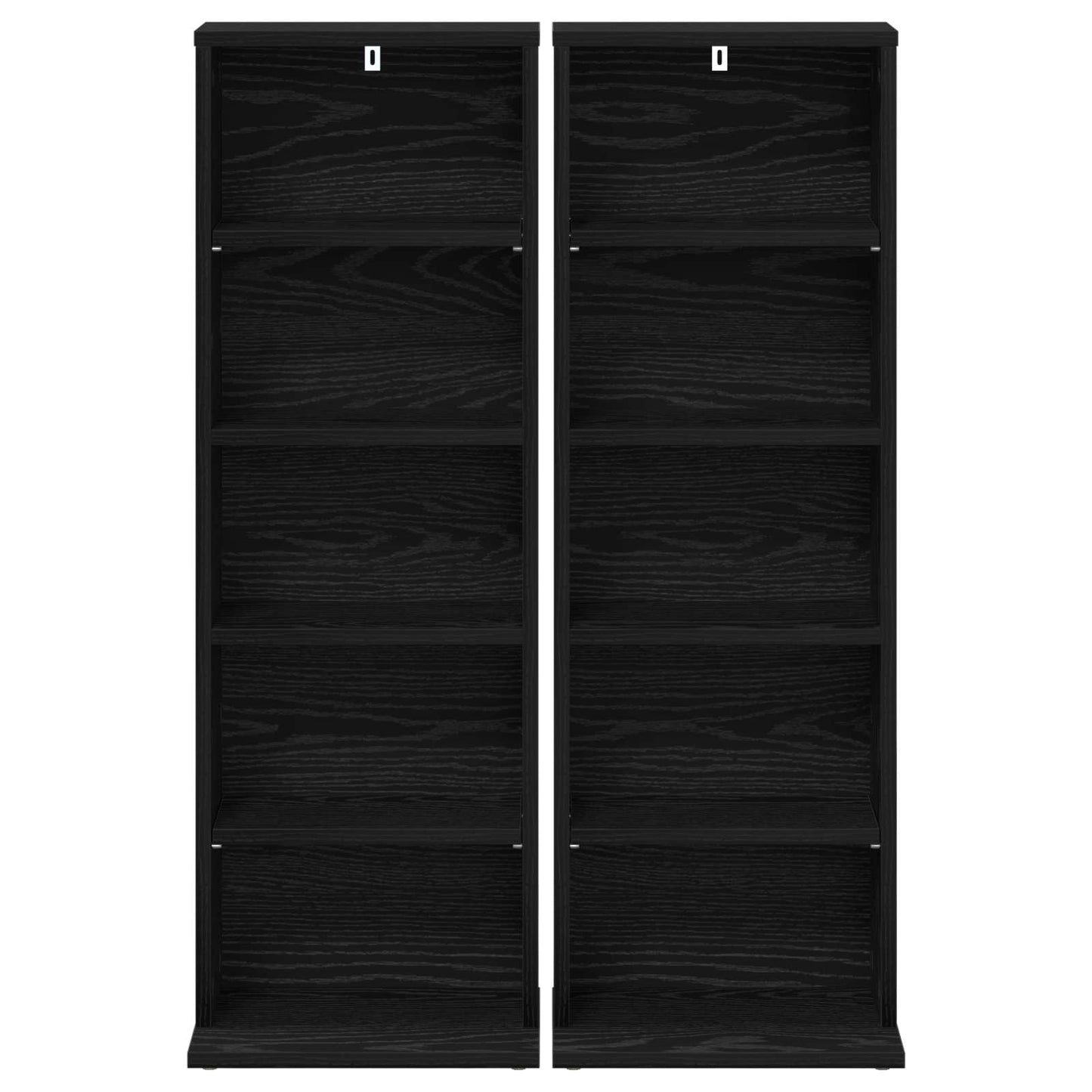 vidaXL CD Cabinet 2 pcs Black Oak 33 x 23.5 x 97.5 cm Engineered Wood