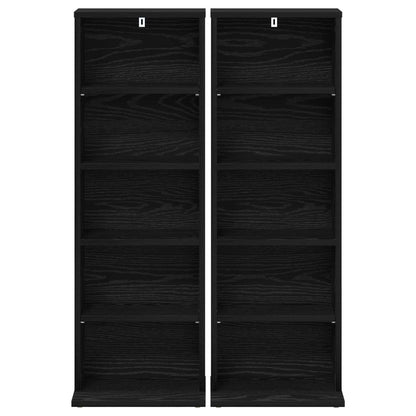 vidaXL CD Cabinet 2 pcs Black Oak 33 x 23.5 x 97.5 cm Engineered Wood