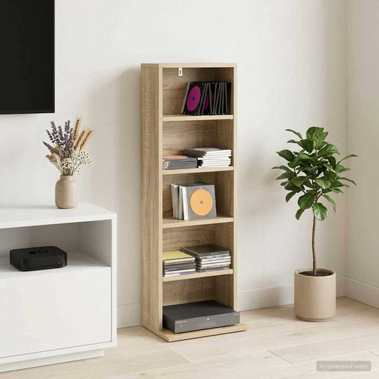 vidaXL CD Cabinet Sonoma Oak 33 x 23.5 x 97.5 cm Engineered Wood