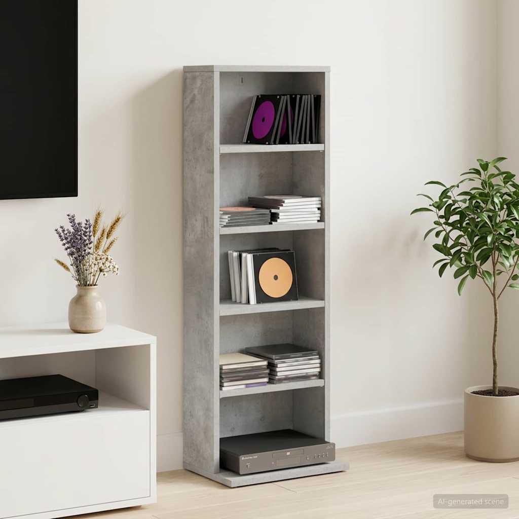vidaXL CD Cabinet Concrete Grey 33 x 23.5 x 97.5 cm Engineered Wood