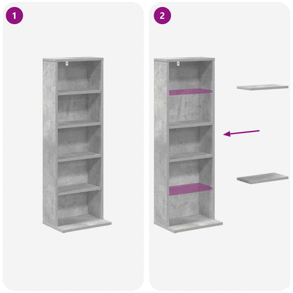 vidaXL CD Cabinet Concrete Grey 33 x 23.5 x 97.5 cm Engineered Wood