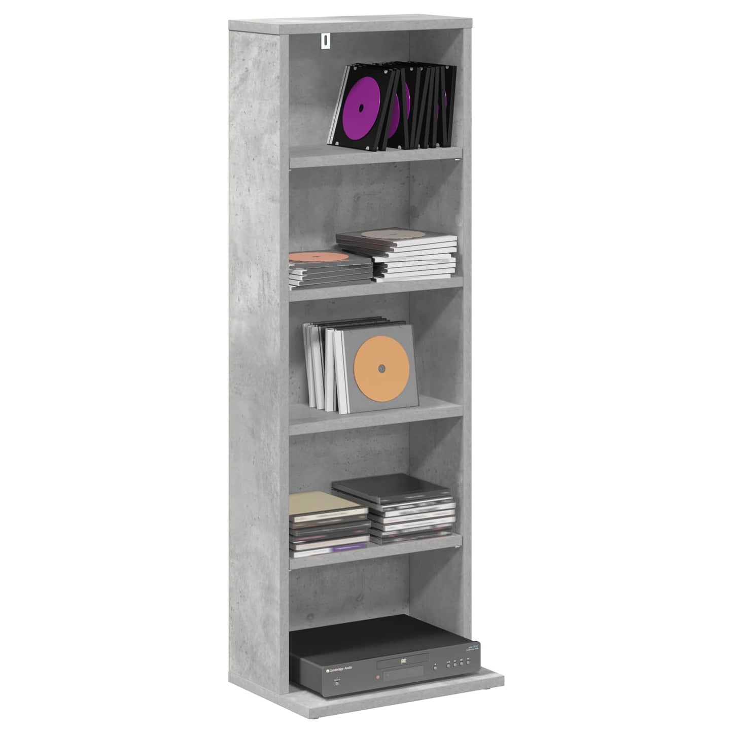 vidaXL CD Cabinet Concrete Grey 33 x 23.5 x 97.5 cm Engineered Wood