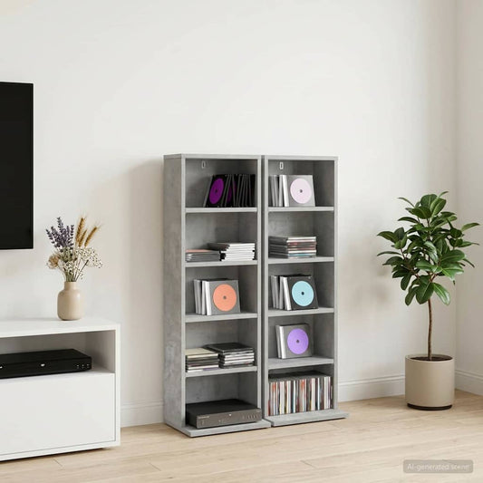 vidaXL CD Cabinet 2 pcs Concrete Grey 33 x 23.5 x 97.5 cm