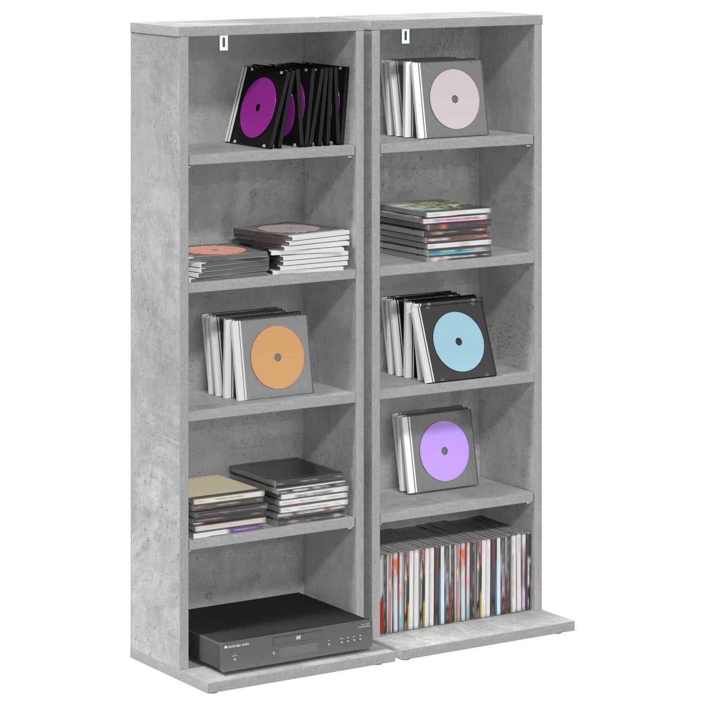 vidaXL CD Cabinet 2 pcs Concrete Grey 33 x 23.5 x 97.5 cm