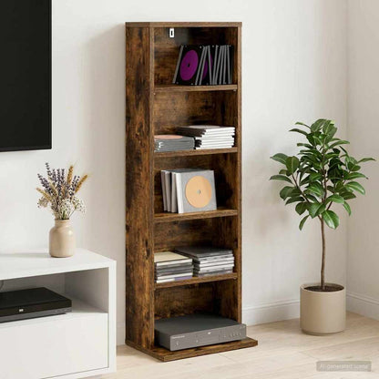 vidaXL CD Cabinet Smoked Oak 33 x 23.5 x 97.5 cm Engineered Wood