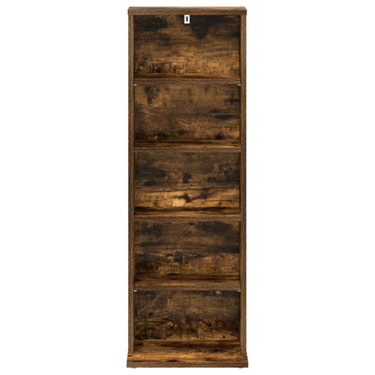 vidaXL CD Cabinet Smoked Oak 33 x 23.5 x 97.5 cm Engineered Wood