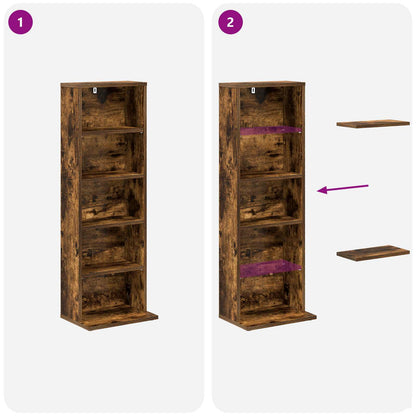 vidaXL CD Cabinet Smoked Oak 33 x 23.5 x 97.5 cm Engineered Wood