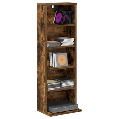 vidaXL CD Cabinet Smoked Oak 33 x 23.5 x 97.5 cm Engineered Wood
