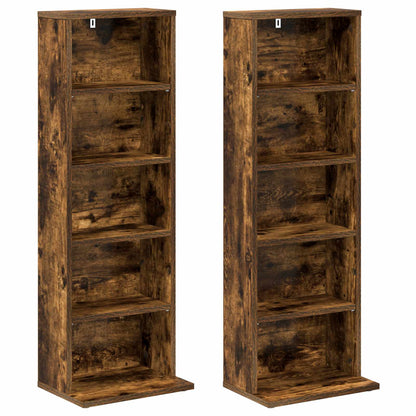 vidaXL CD Cabinet 2 pcs Smoked Oak 33 x 23.5 x 97.5 cm Engineered Wood