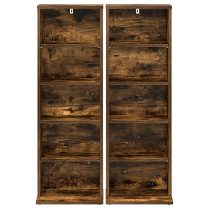 vidaXL CD Cabinet 2 pcs Smoked Oak 33 x 23.5 x 97.5 cm Engineered Wood