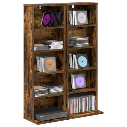 vidaXL CD Cabinet 2 pcs Smoked Oak 33 x 23.5 x 97.5 cm Engineered Wood