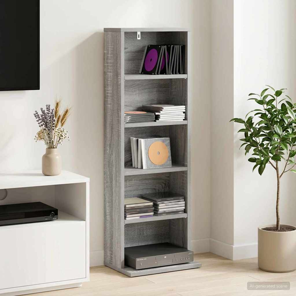 vidaXL CD Cabinet Grey Sonoma 33 x 23.5 x 97.5 cm Engineered Wood