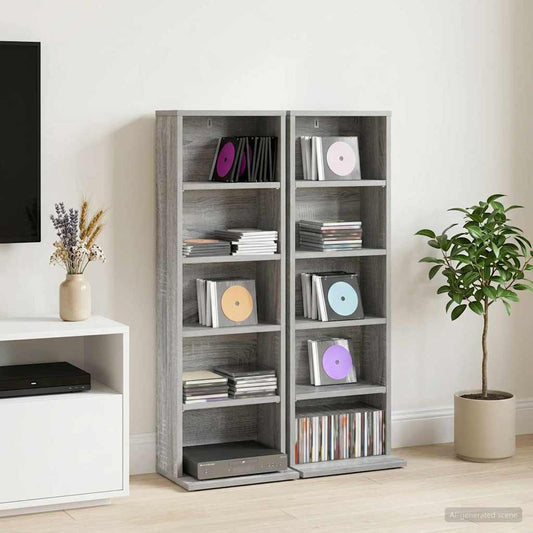 vidaXL CD Cabinet 2 pcs Grey Sonoma 33 x 23.5 x 97.5 cm