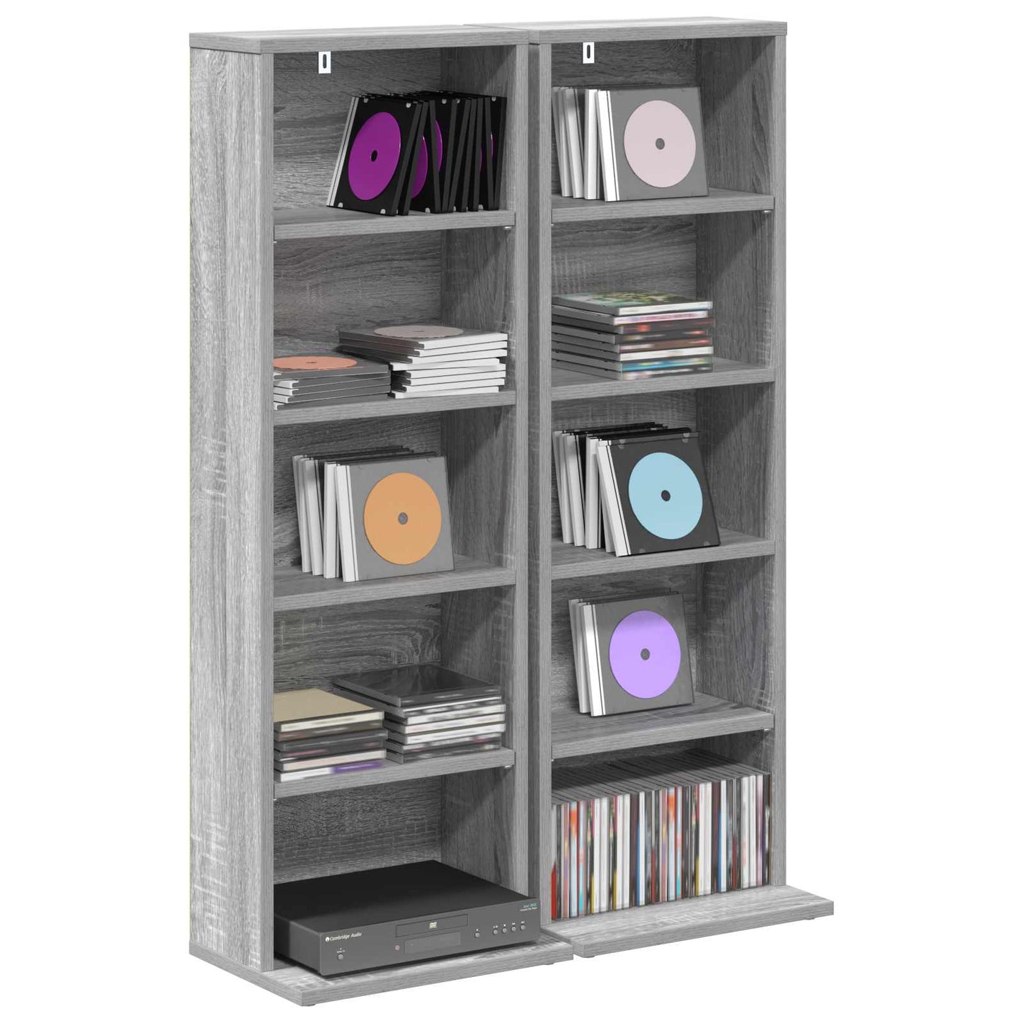 vidaXL CD Cabinet 2 pcs Grey Sonoma 33 x 23.5 x 97.5 cm
