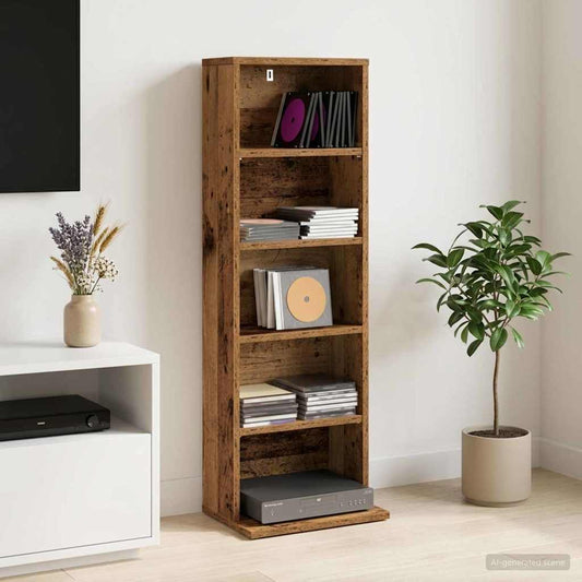 vidaXL CD Cabinet Old Wood 33 x 23.5 x 97.5 cm Engineered Wood