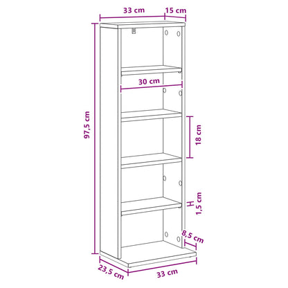vidaXL CD Cabinet Old Wood 33 x 23.5 x 97.5 cm Engineered Wood