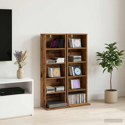 vidaXL CD Cabinet 2 pcs Old Wood 33 x 23.5 x 97.5 cm Engineered Wood