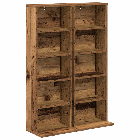 vidaXL CD Cabinet 2 pcs Old Wood 33 x 23.5 x 97.5 cm Engineered Wood