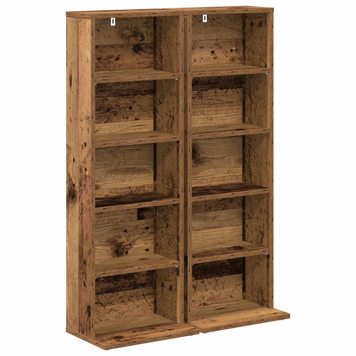 vidaXL CD Cabinet 2 pcs Old Wood 33 x 23.5 x 97.5 cm Engineered Wood