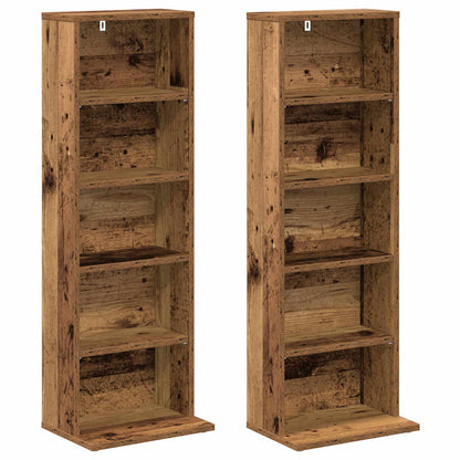 vidaXL CD Cabinet 2 pcs Old Wood 33 x 23.5 x 97.5 cm Engineered Wood