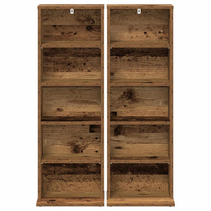 vidaXL CD Cabinet 2 pcs Old Wood 33 x 23.5 x 97.5 cm Engineered Wood