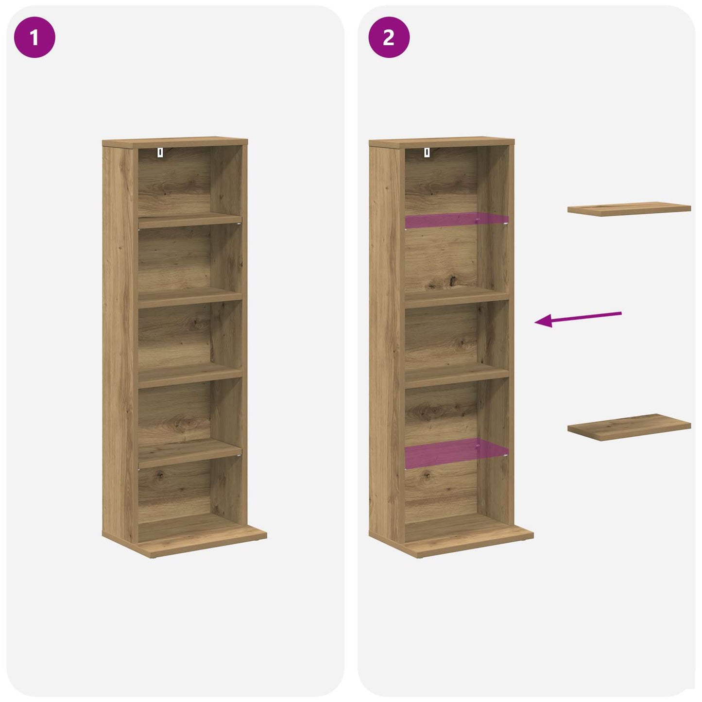 vidaXL CD Cabinet Artisan Oak 33 x 23.5 x 97.5 cm Engineered Wood