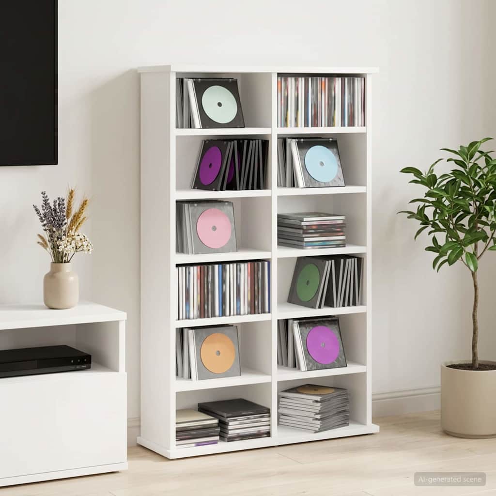 vidaXL CD Cabinet White 60 x 17 x 92 cm Engineered Wood