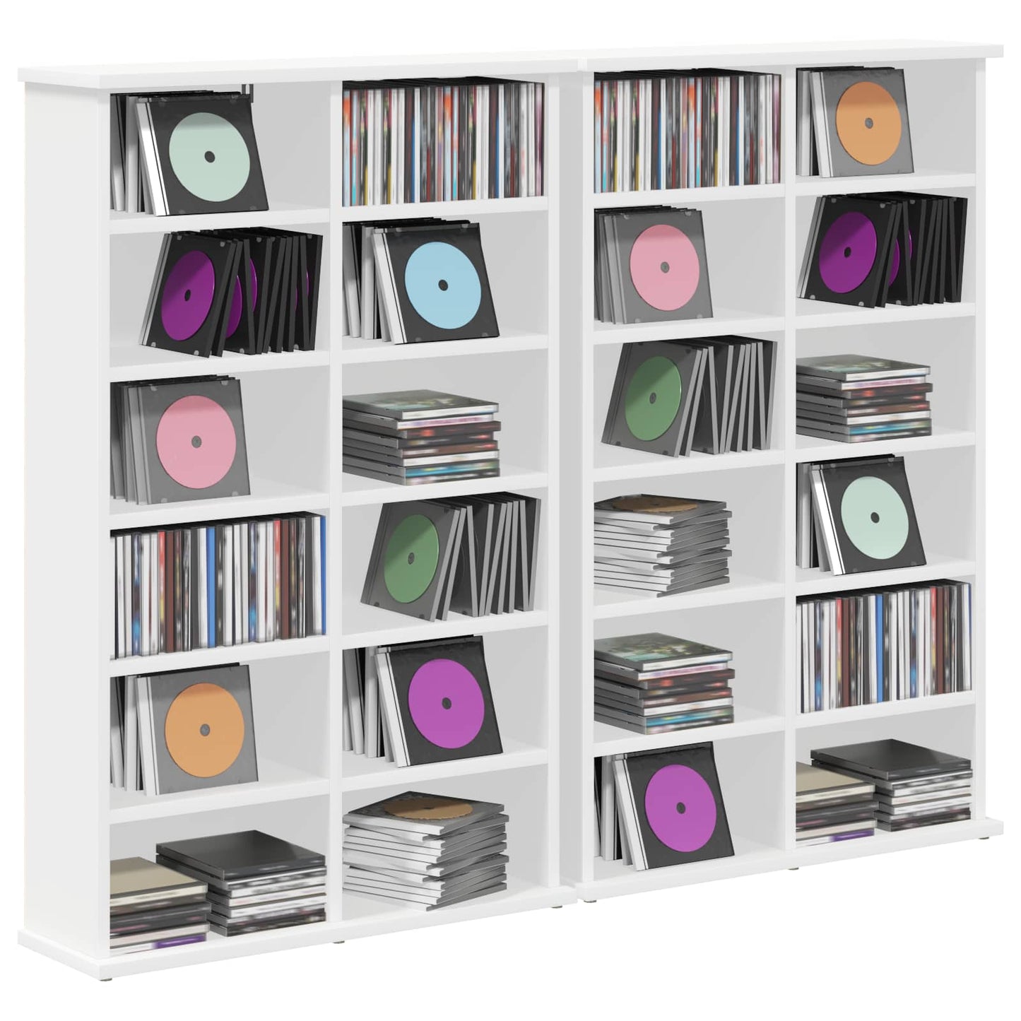vidaXL CD Cabinet 2 pcs White 60 x 17 x 92 cm Engineered Wood