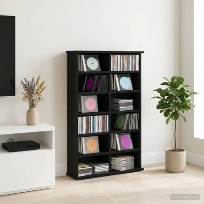 vidaXL CD Cabinet Black Oak 60 x 17 x 92 cm Engineered Wood
