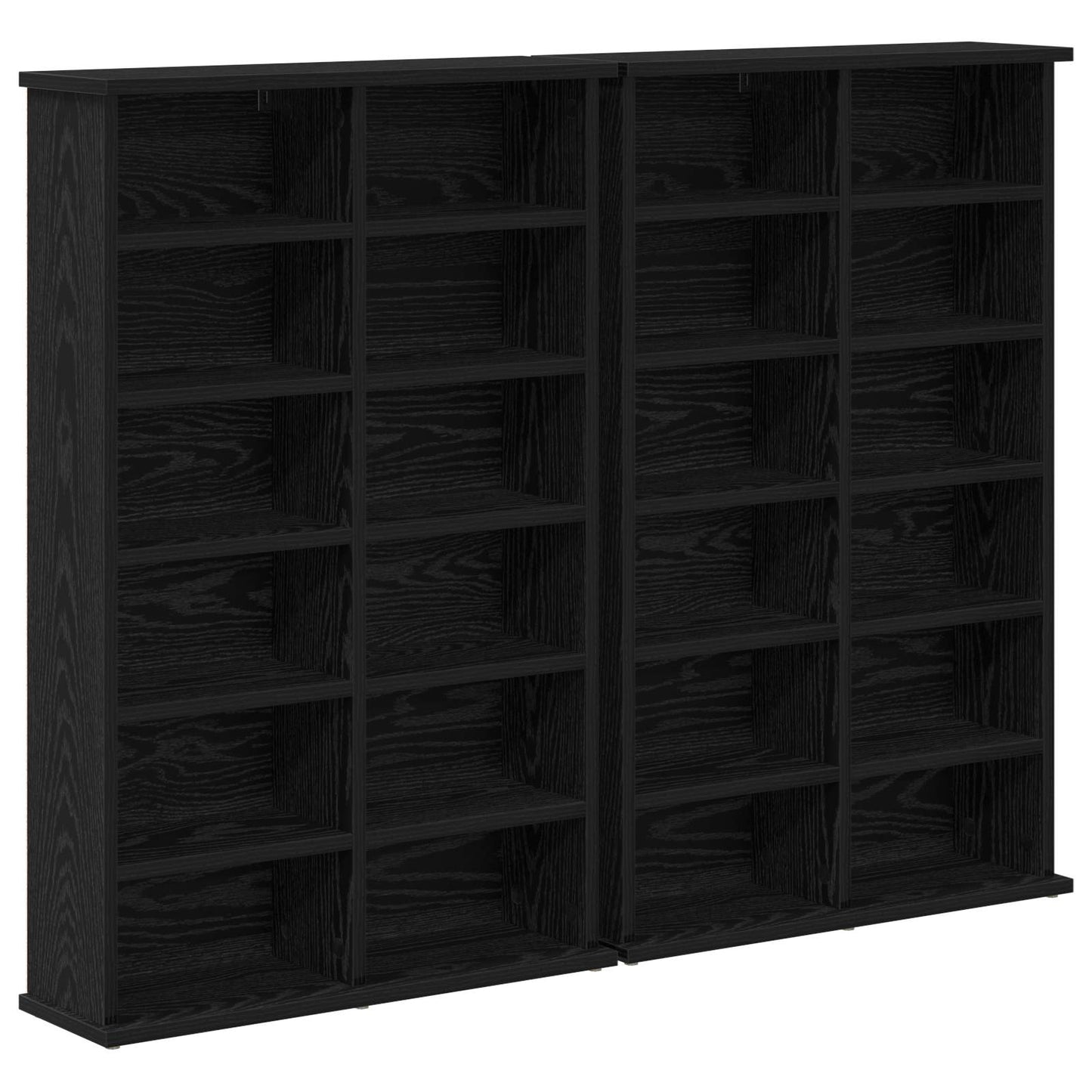 vidaXL CD Cabinet 2 pcs Black Oak 60 x 17 x 92 cm Engineered Wood