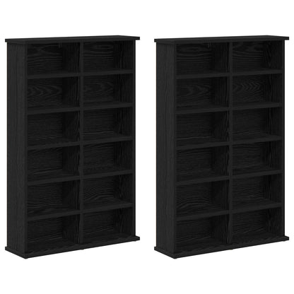 vidaXL CD Cabinet 2 pcs Black Oak 60 x 17 x 92 cm Engineered Wood