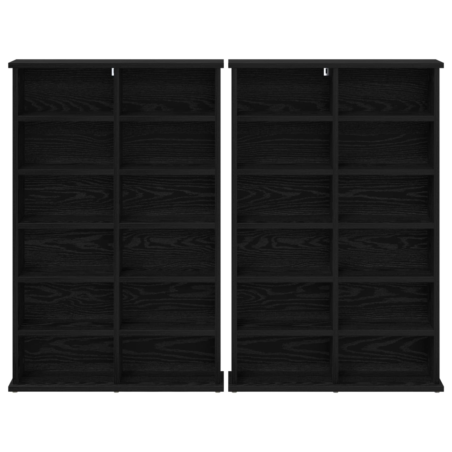 vidaXL CD Cabinet 2 pcs Black Oak 60 x 17 x 92 cm Engineered Wood