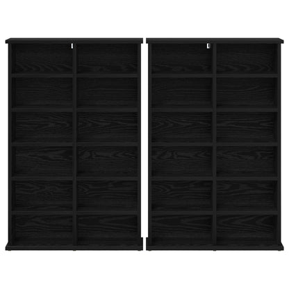 vidaXL CD Cabinet 2 pcs Black Oak 60 x 17 x 92 cm Engineered Wood